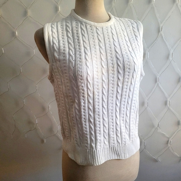 Liz Claiborne Pullover Cable Knit Sleeveless Sweater • Cotton • Med/Large - Picture 1 of 4